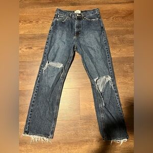 BDG Cowboy Jean Distressed Dark Wash Size 28/28.5” inseam